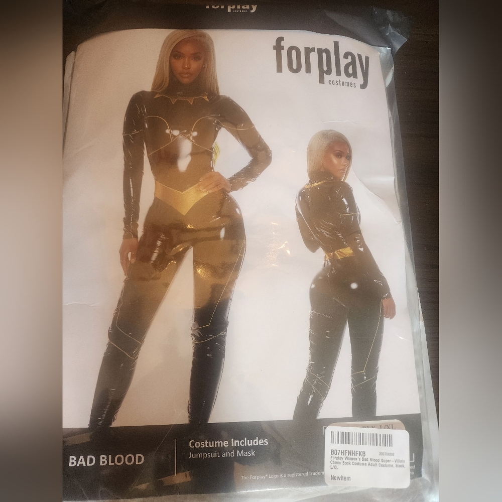 Forplay Women's Black and Gold Jumpsuit Bad Blood L/XL